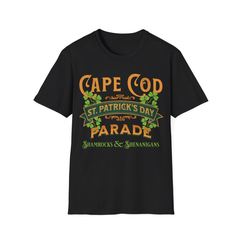 Cape Cod St. Patrick's Day Parade Shamrocks & Shenanigans black T-Shirt
