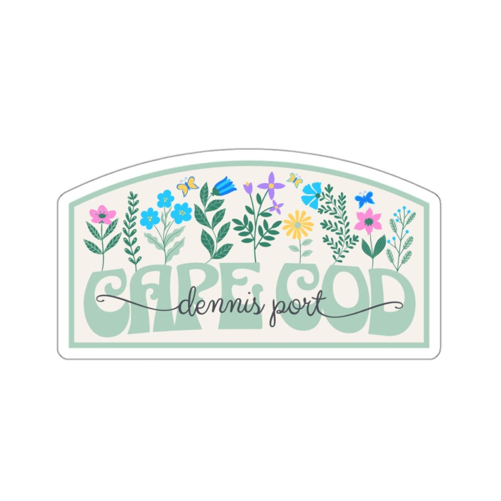 Cape Cod Wildflowers Retro Sticker - Dennis Port