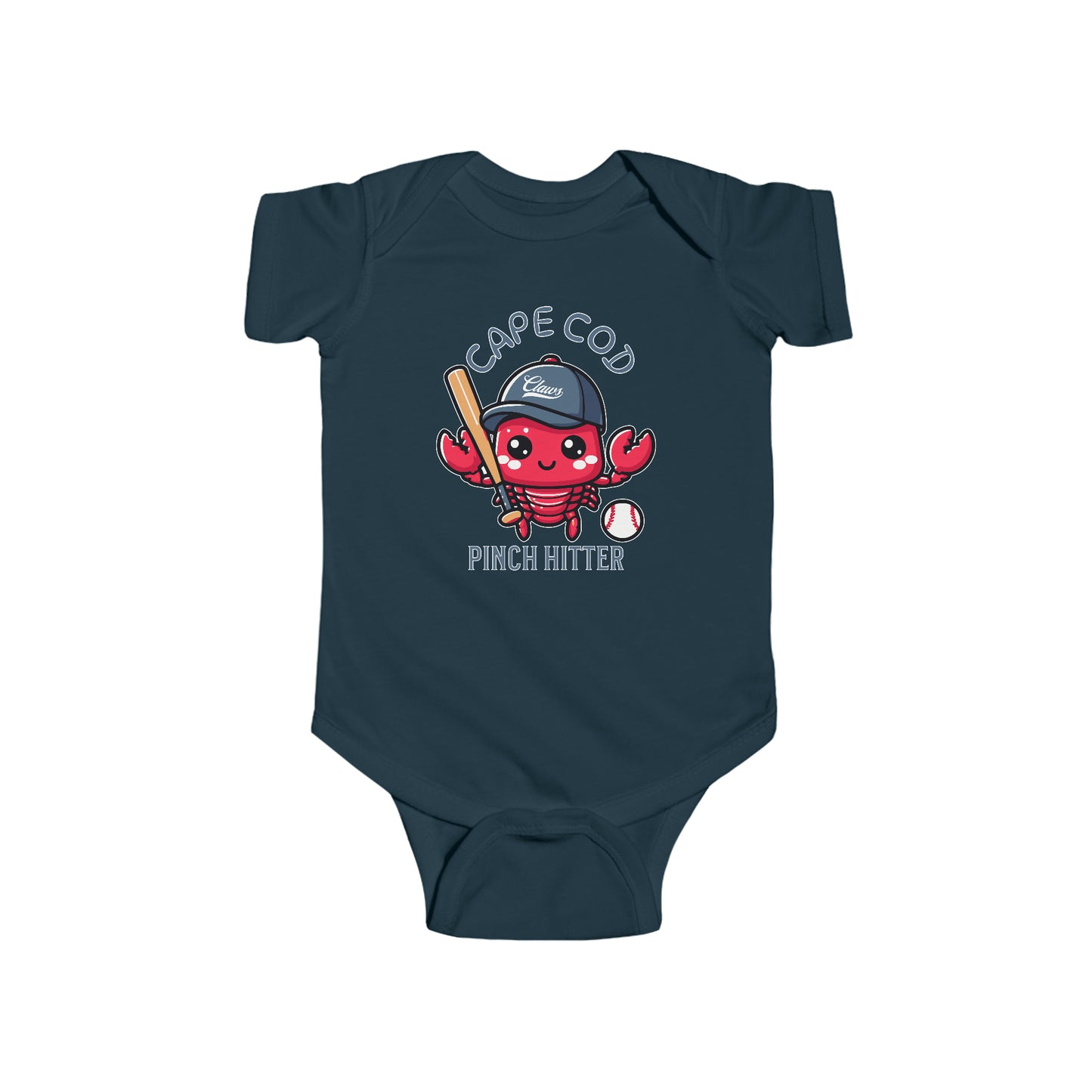 Cape Cod Pinch Hitter Lobster Baseball Player Baby Onesie!