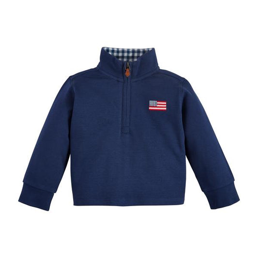 Toddler USA Flag Embroidered Navy quarter zip