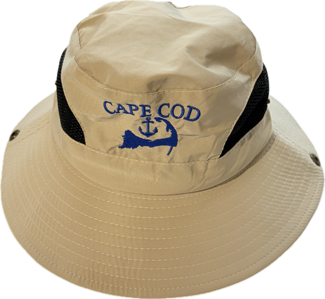 Tan Cape Cod bucket hat with mesh vents