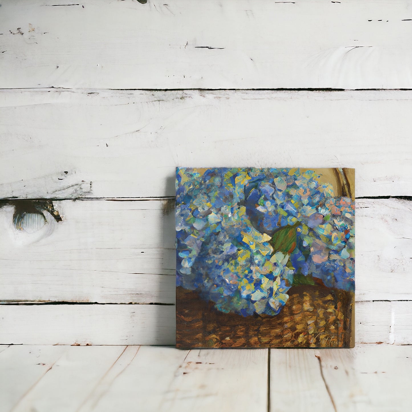 Nantucket Basket with Hydrangeas Canvas Wall Art