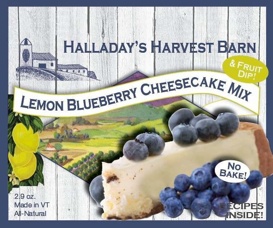 Indulge in the irresistible taste of Halladay's Lemon Blueberry Cheesecake Mix!