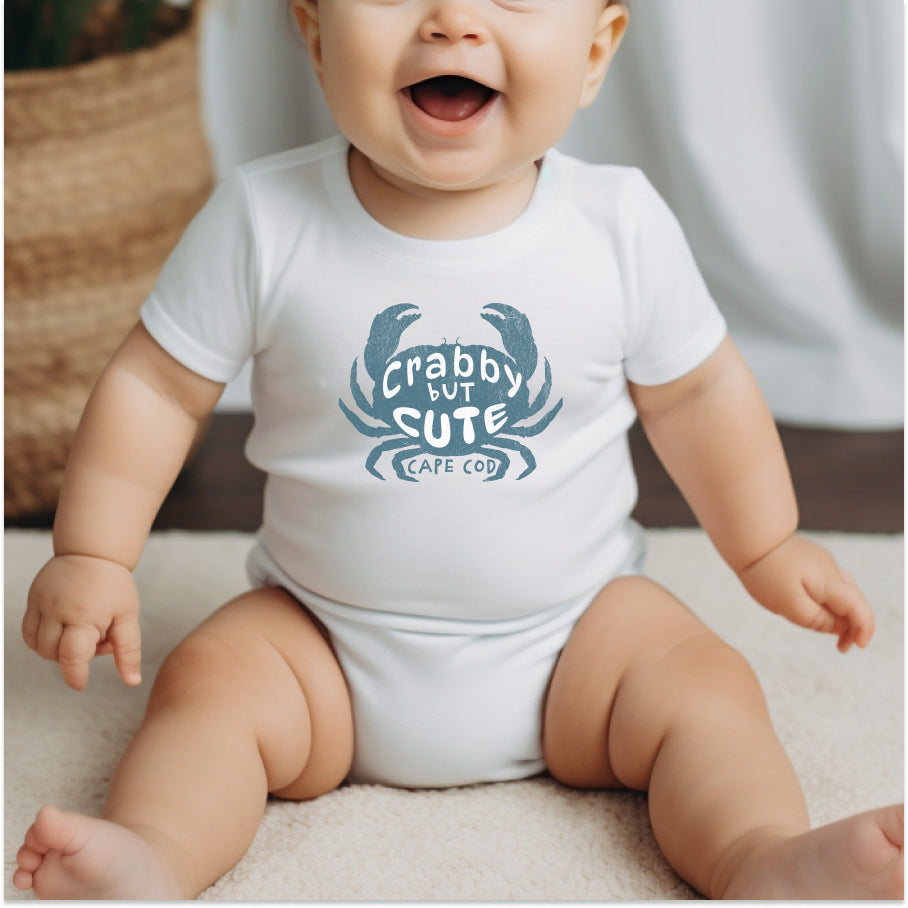 look at this adorable baby in our Crabby But Cute Cape Cod onesie!