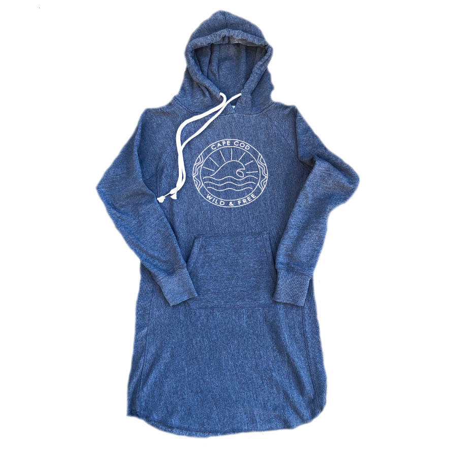 Cape Cod Sweatshirt Hooded Dress in Navy - Wild + Free design