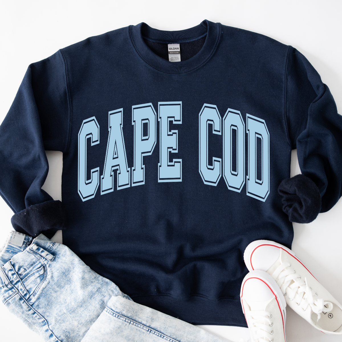 Gildan heavy duty Navy/Baby Blue Cape Cod crewneck sweatshirt