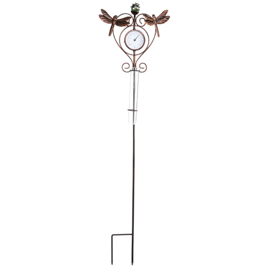 dragonfly rain gauge garden stake