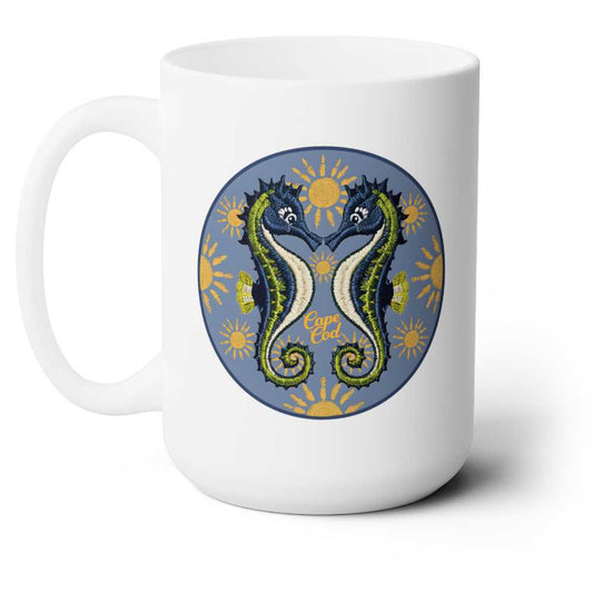 Embroidered Seahorses Cape Cod Ceramic Mug