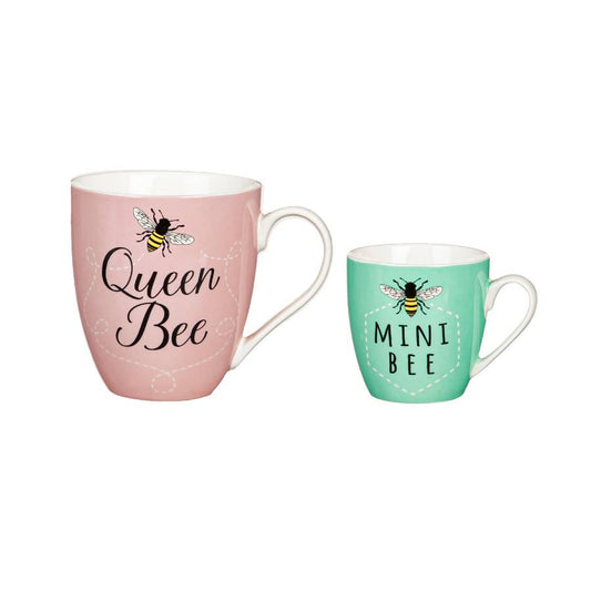 Queen Bee and Mini Bee mug set