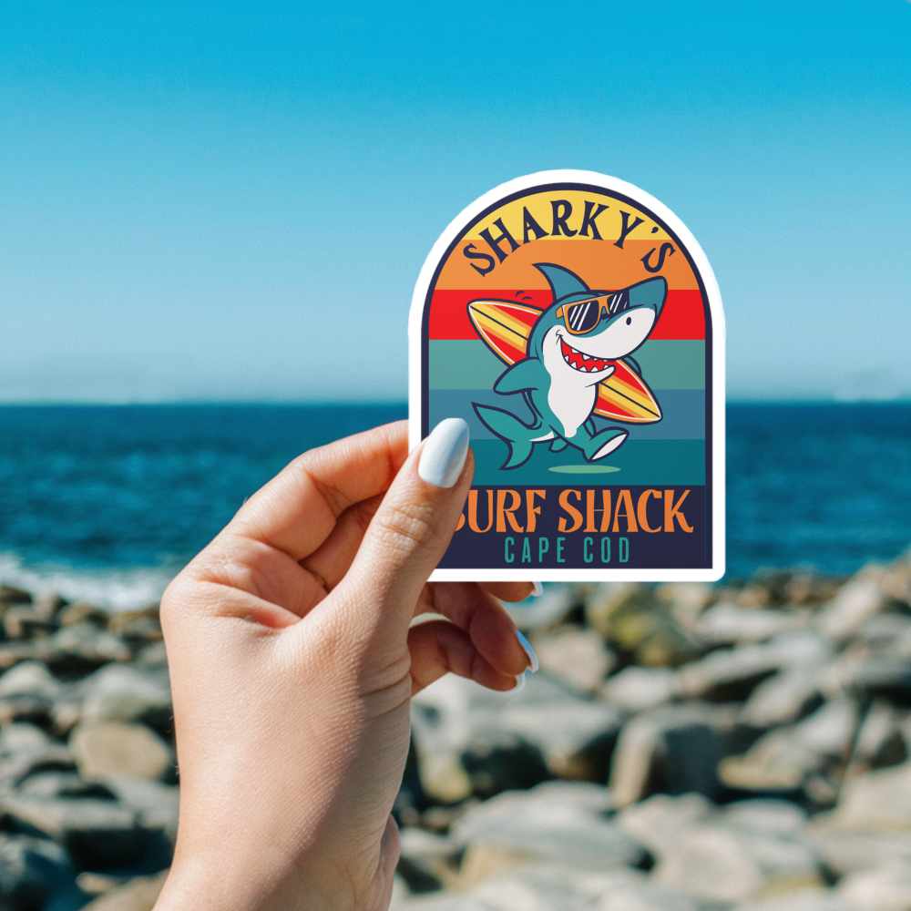 Sharky's Surf Shack Cape Cod Sticker