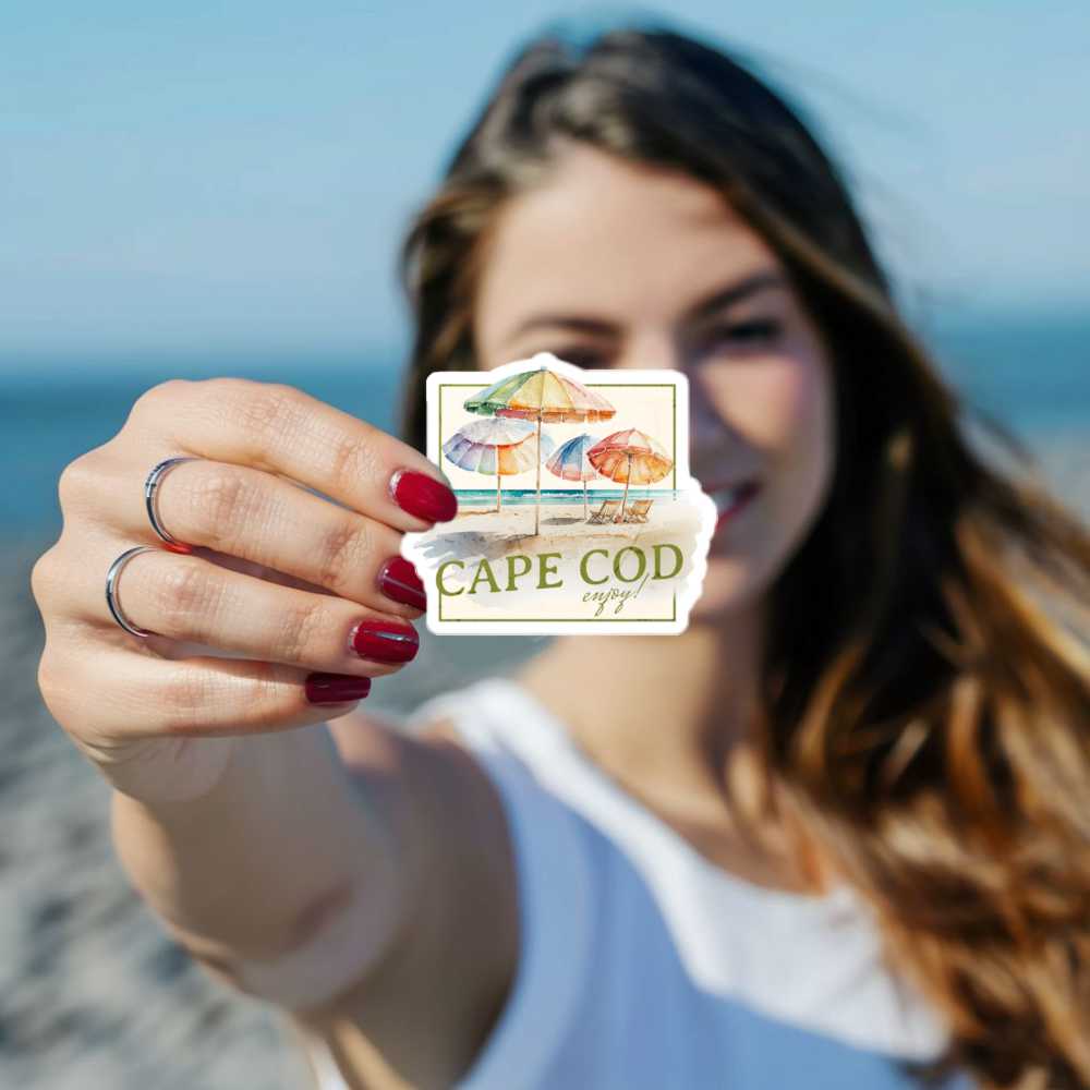 Cape Cod Beach Umbrellas Sticker