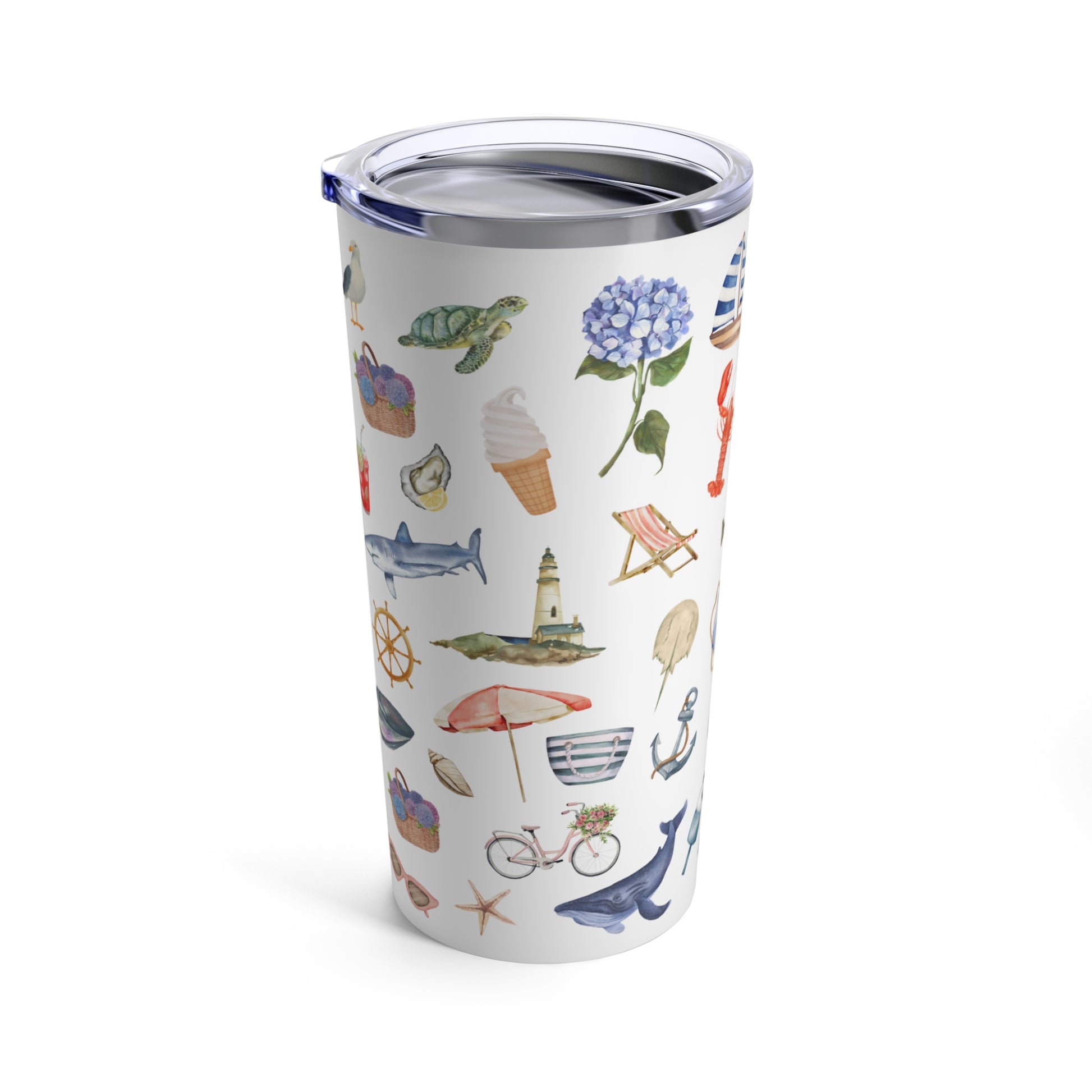 Cape Cod Icons 20 oz Stainless Steel Tumbler with all your Cape favorite things!