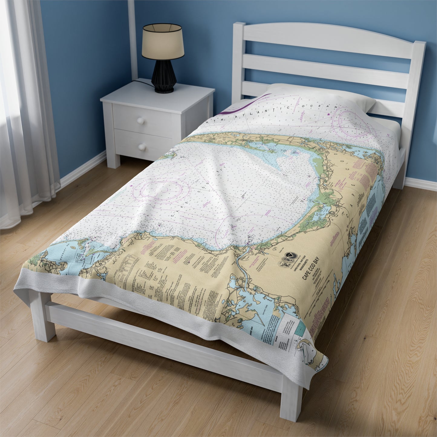 Cape Cod Bay Nautical Chart 13246 Plush Blanket