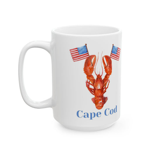 Cape Cod Patriotic Lobster Ceramic Mug