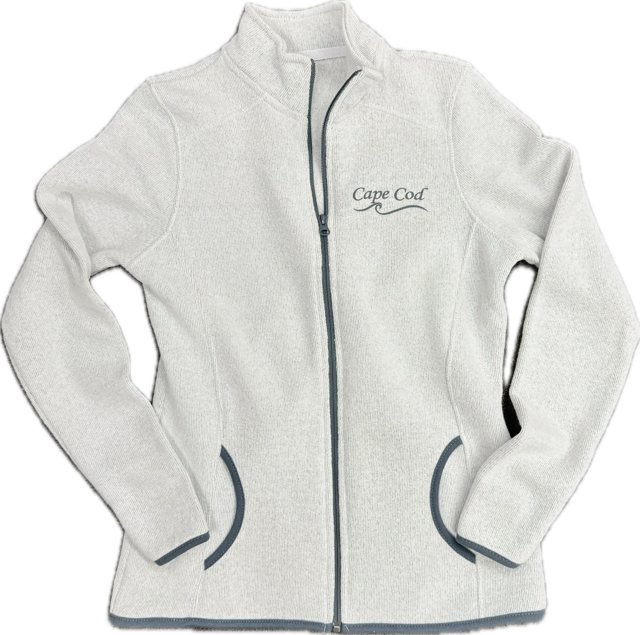Woman’s full zip fitted fleece Cape Cod jacket with wave design and pockets