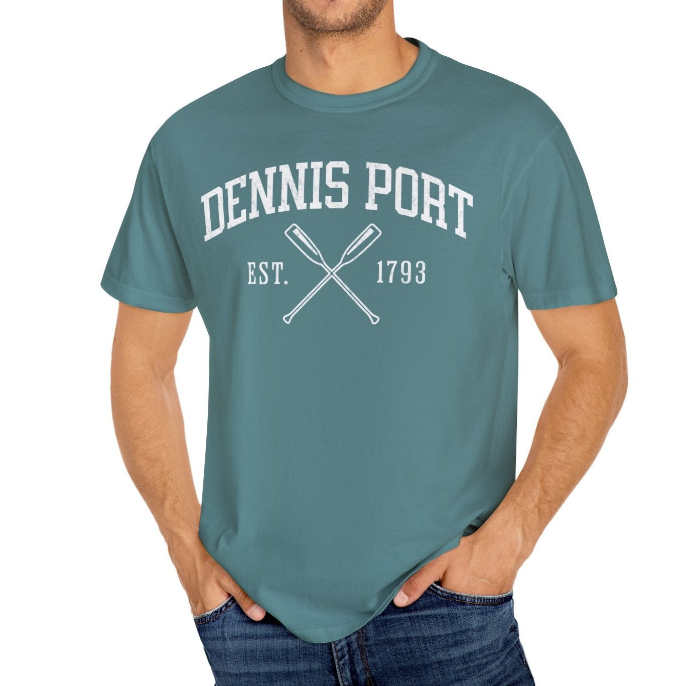 Dennis Port Crossed Oars T-shirt in Blue Spruce