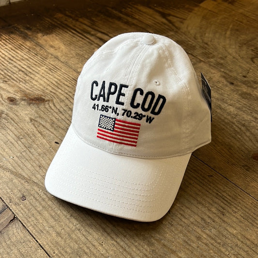 Cape Cod Embroidered Flag Baseball Hat with coordinates