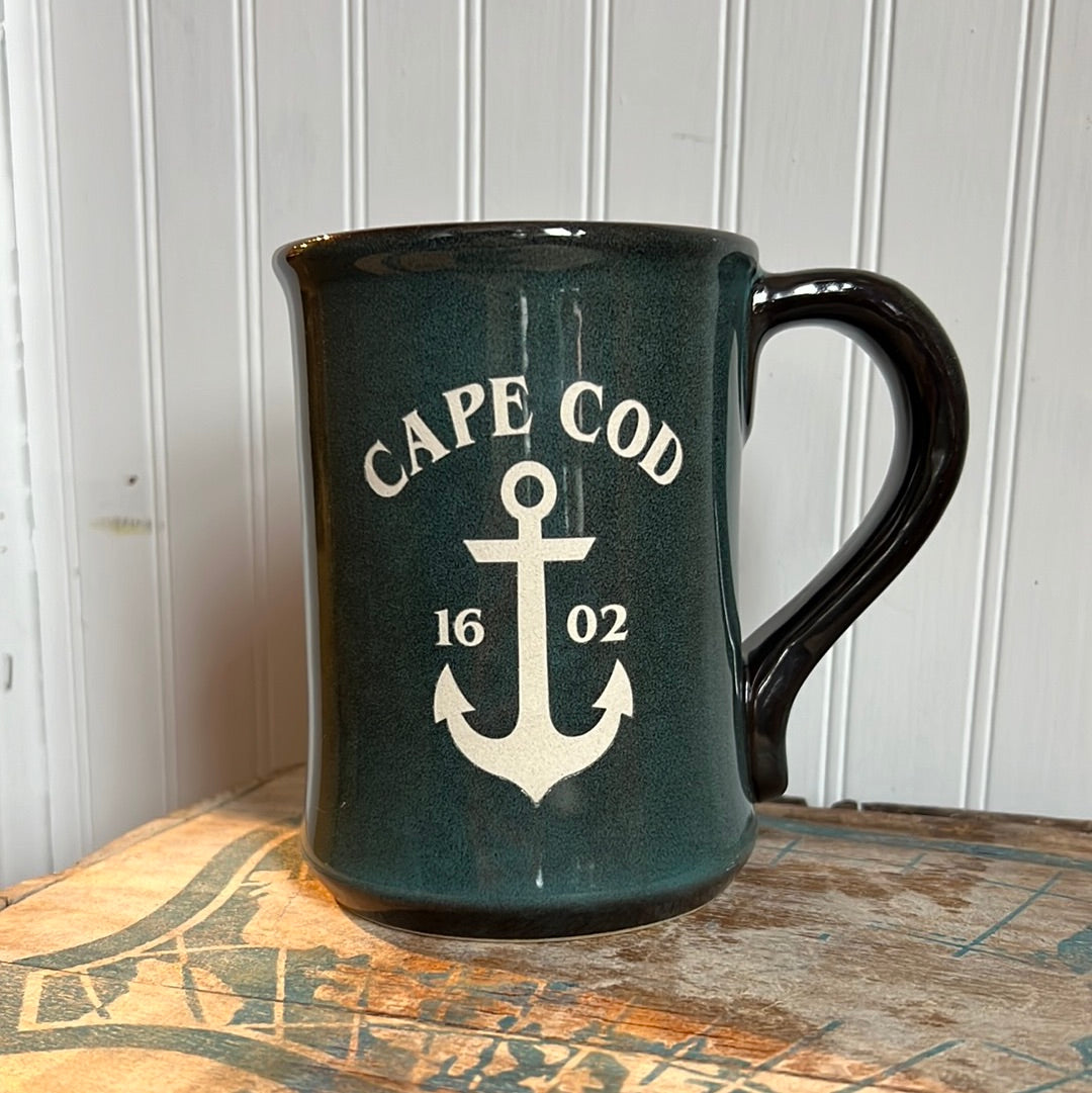 Cape Cod Mug -Teal Etched Anchor Design 