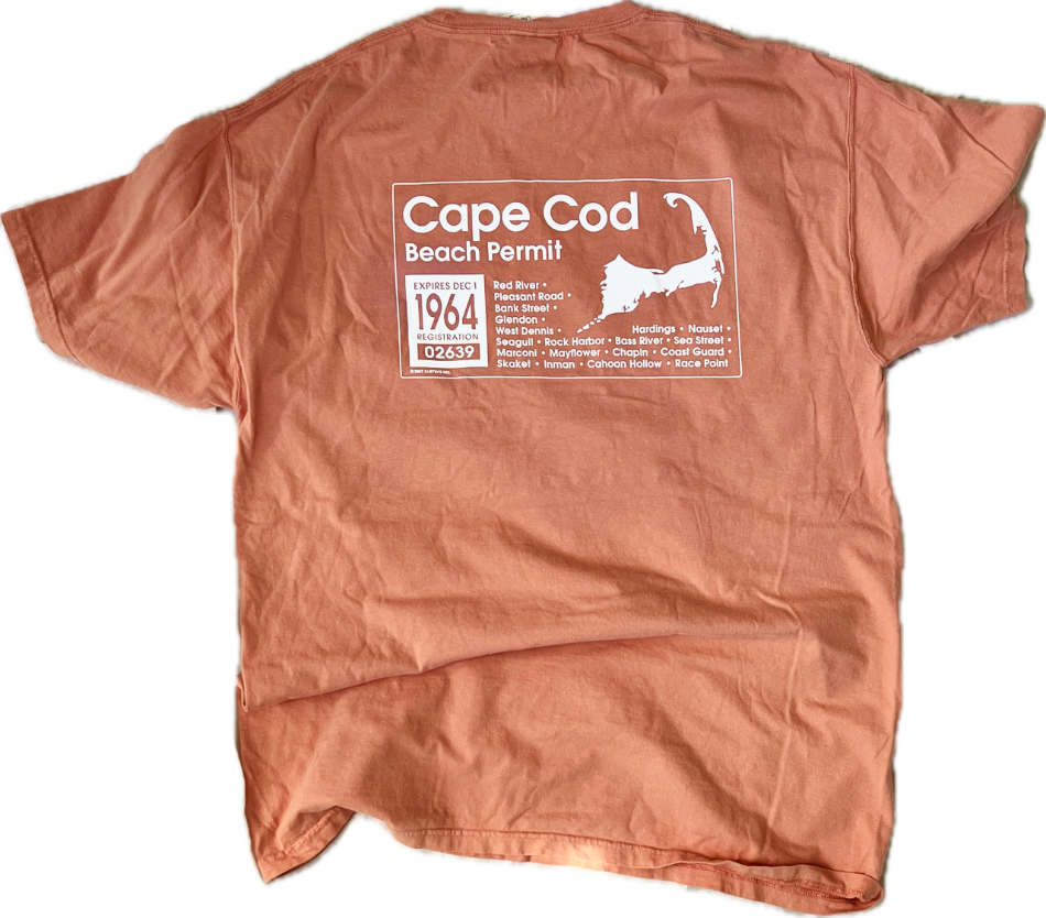 Back side of the Clay Comfort Wash Cape Cod Beach Permit T-Shirt