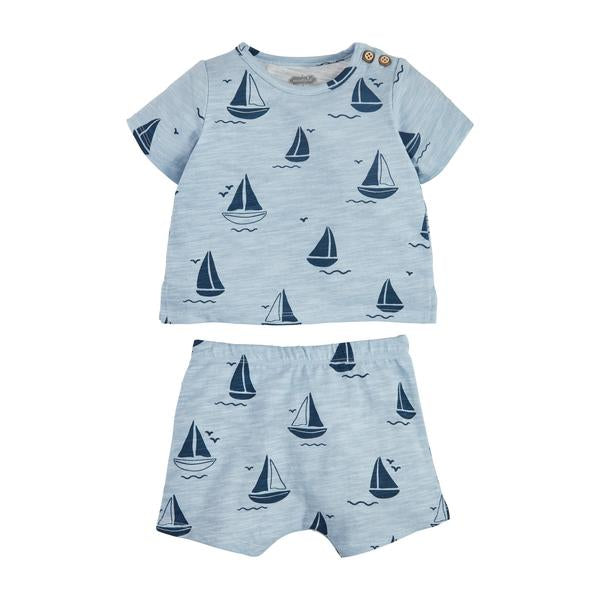 Sailboat baby short set