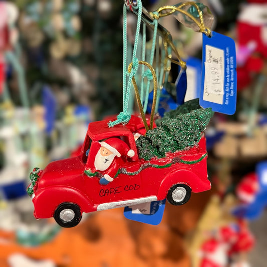 Vintage Beach Red Truck Ornament