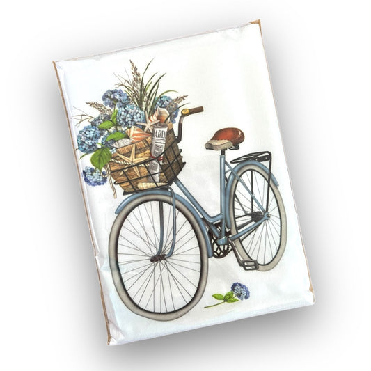 Beach Flour Sack Towel | Seashell & Hydrangeas Bike