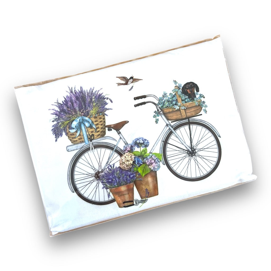 Beach Flour Sack Towel | Lavender basket Garden lover Bike