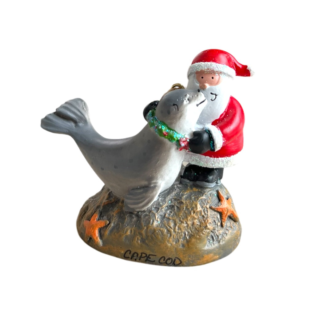 Cape Cod Santa and Seal Ornament