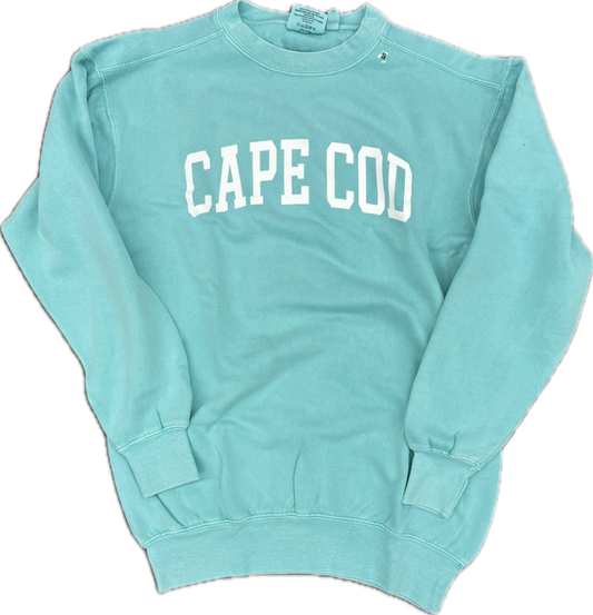Sea foam colored garment dyed Cape Cod crewneck sweatshirt