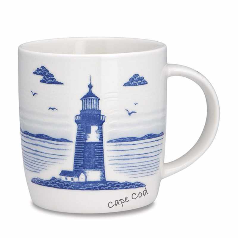 Atlantic Mug - Lighthouse design embodies the breezy spirit of Cape Cod. With a delightful textured blue finish
