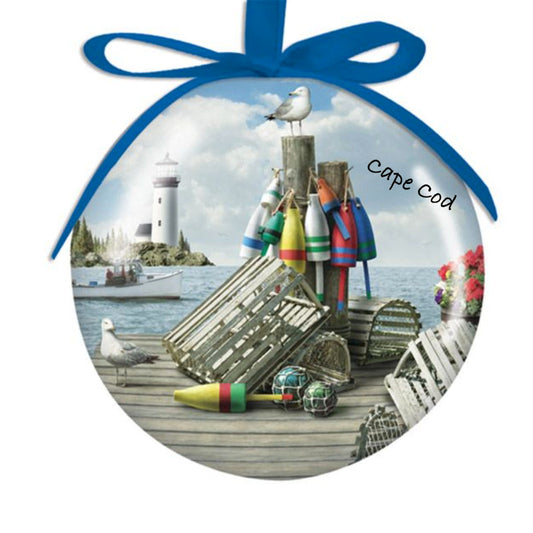 I love this Lighthouse themed shatterproof Cape Cod Ball Ornament! | LaBelle's General Store