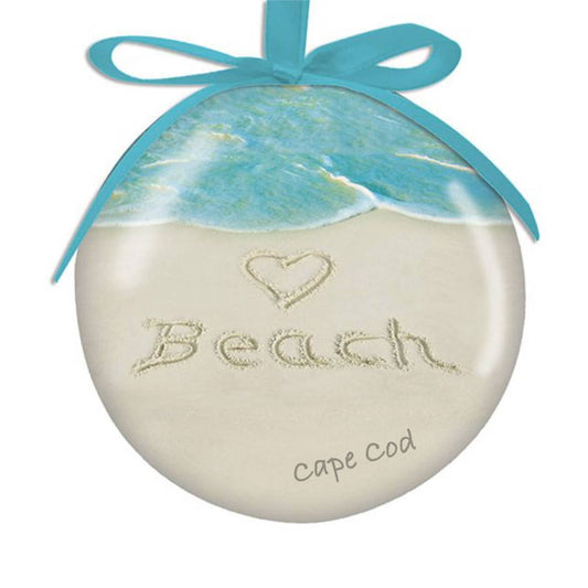 Love this heart drawn on the beach Cape Cod Ball Ornament! | LaBelle's General Store
