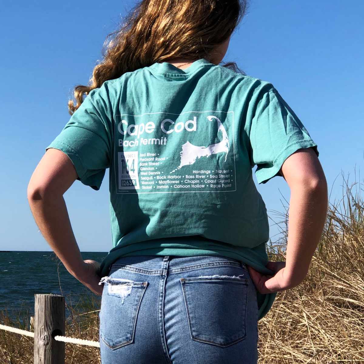 Cape Cod Beach Permit T-Shirt | Comfort Wash Caribe Green | LaBelle's Cape Cod
