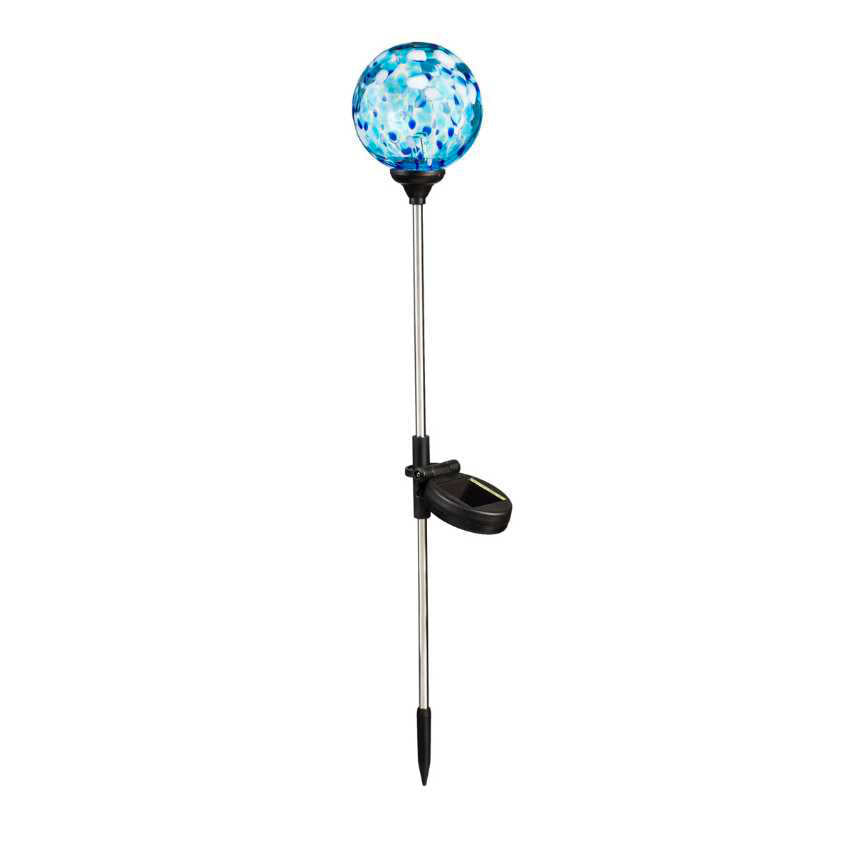 blue confetti glass solar stake