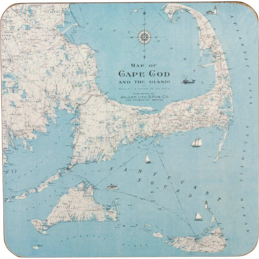 Cape Cod Coasters - Set of 4 - handsome map print