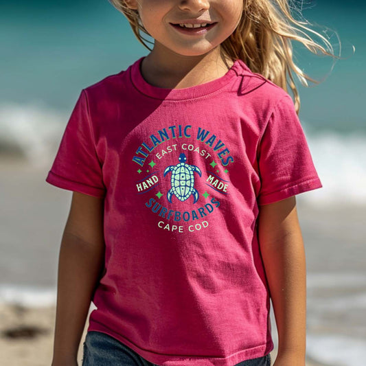 little girl's Helcionia colored Sea Turtle Surfboards T-Shiirt