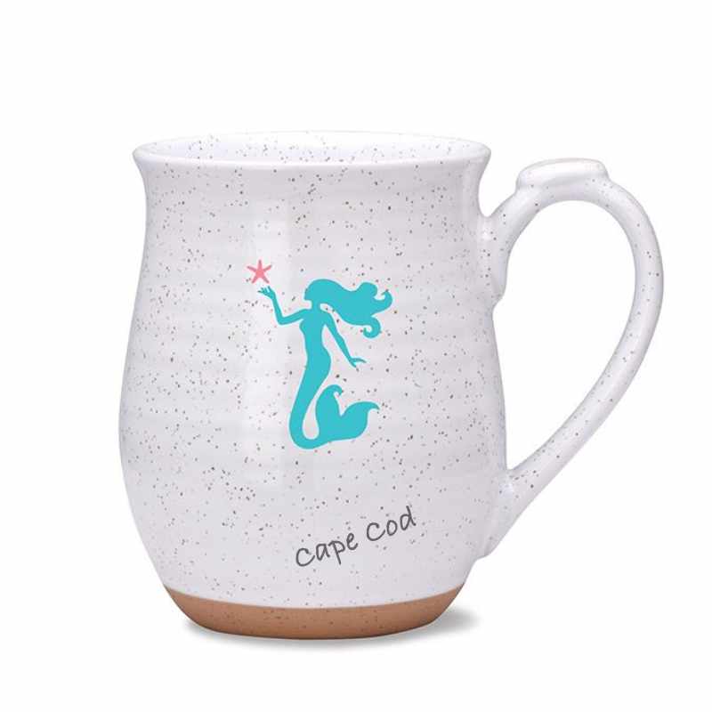 Cape Cod Weekender Mug - Mermaid! Crafted with care from speckled stoneware, this 16 oz mug features a whimsical mermaid design