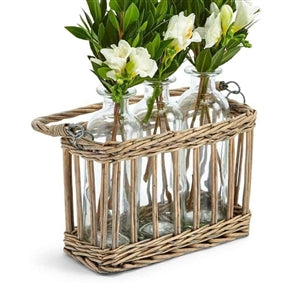 I love this for rooting stems!  | Wicker Flower Arranger Glass Set | LaBelle Cape Cod