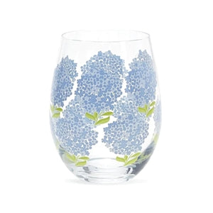 I'm in love with this Hydrangea Stemless Wine Glass | LaBelle Cape Cod
