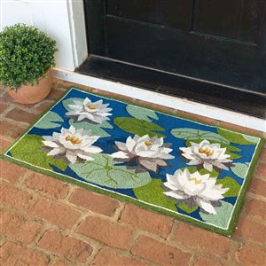 Love this water lily rug! | Plow & Hearth Water Lily Hooked Rug  | LaBelle Cape Cod