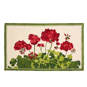 This rug is a gardener's dream! | Plow & Hearth Geranium Hooked Rug  | LaBelle Cape Cod