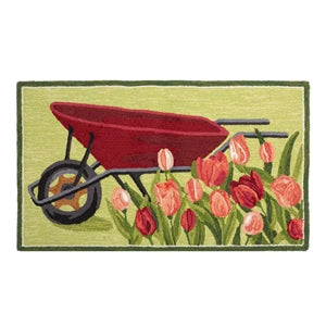 This rug is a gardener's dream! | Plow + Hearth Wheel Barrow Hooked Accent Rug   | LaBelle Cape Cod