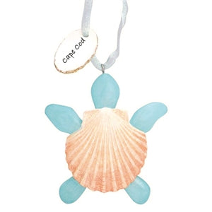 Turtle Shell + Sea Glass Ornament | Cape Cod Ornament | LaBelle Cape Cod